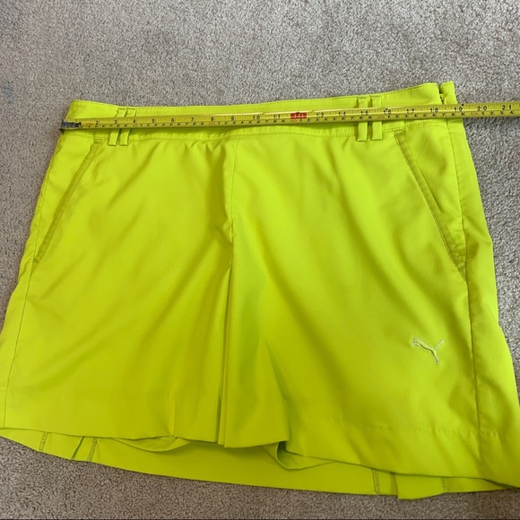 Puma Golf tennis Skort Skirt Neon highlighter yellow Chartreuse Front Pleat XL - Picture 7 of 9